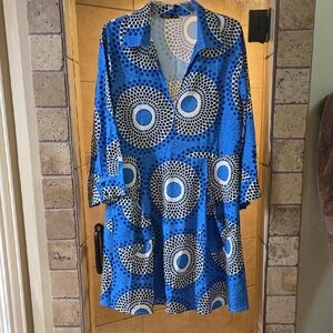 SHEIN Blue and White Patterned Dress